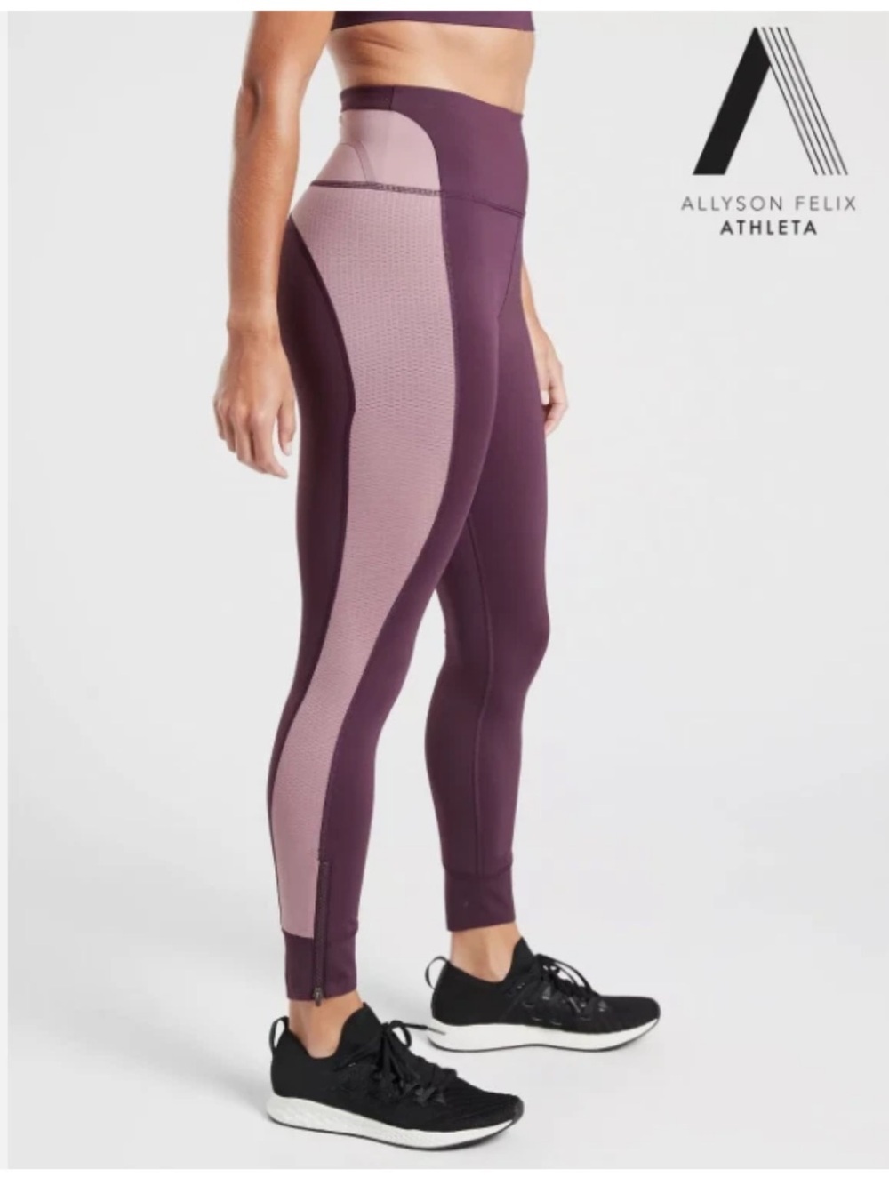 ATHLETA ALLYSON FELIX Legend Mesh 7/8 Tights Agate Purple Size XL